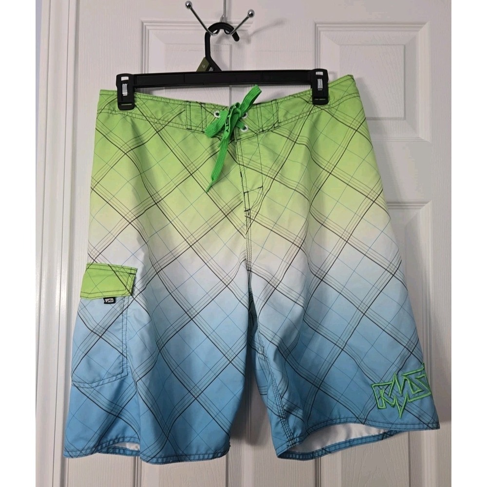 Quicksilver Mens Y2K Havok Board Shorts Size 34 Plaid